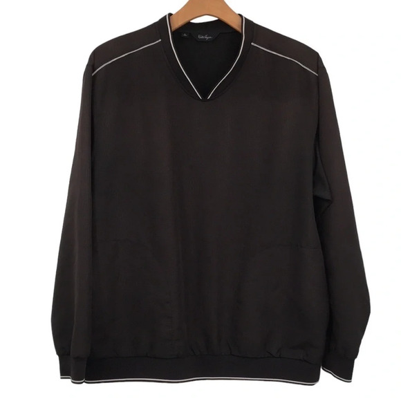 Walter Hagen Pullover Jacket Mens Large Black Gray V Neck Pullover‎ - Picture 1 of 10